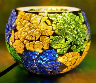 Glass Mosaic Round Tealight Holder, for Coffee Shop, Holiday Gifts, Home Decoration, Party, Table Centerpieces