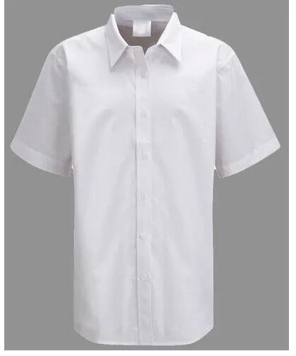 Abhishek Creation Plain Cotton Kids White School Shirt, Sleeve Type : Half Sleeves
