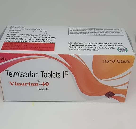 Vinartan Telmisartan 40mg Tablets, Packaging Type : Blister