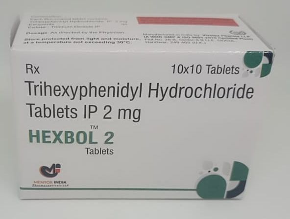 Trihexyphenidyl Hydrochloride Tablets, for Used the treatment of tremors, spasms, stiffness, weak muscle