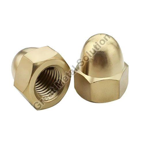 Polished Aluminium Bronze Dome Nut, for Fittings, Color : Golden