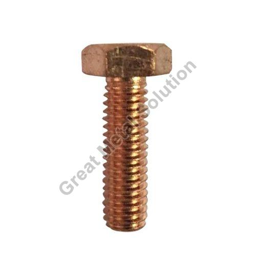 Hexagonal Polished Copper Bolt, for Fittings, Color : Brown