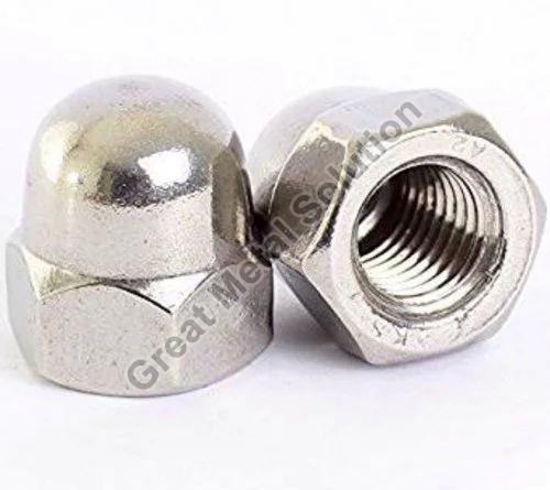 Silver Stainless Steel 904L Dome Nut, for Fitting, Packaging Type : Box