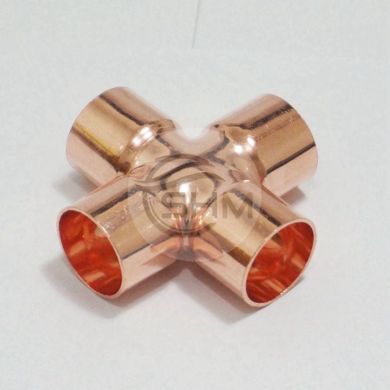 Round Copper Pipe Cross Fitting, Connection : Welded, Male, Female, Flange