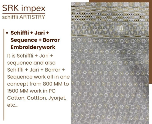 Natural Schiffli Artistry Fabric, For Embroidery