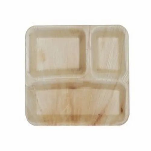 Square Plain Areca Leaf Plates, for Serving Food, Color : Light Brown