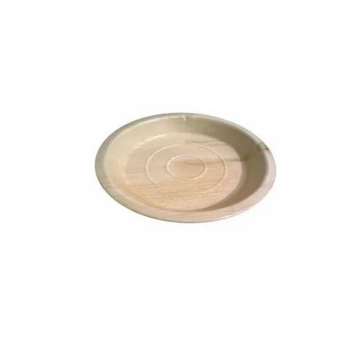 Light Brown  Areca Leaf Plain Round Plate, for Serving Food, Size : All Sizes