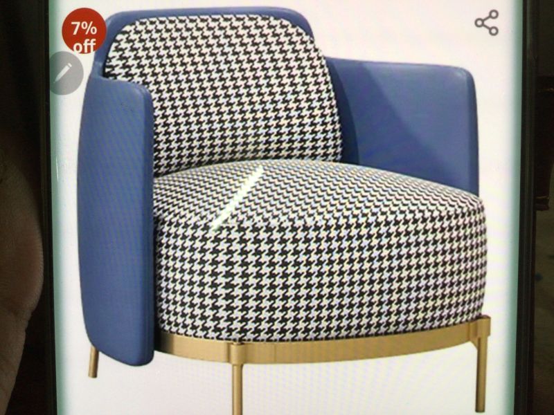 Blue Polished Stainless Steel Check Round Lounge Chair, for Office, Hotel, Home, Style : Modern