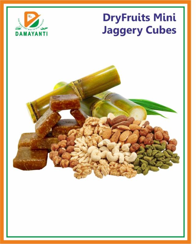 Golden Cubes Unrefined Dry Fruit Gud Jaggery, for Sweets, Packaging Size : 500gm