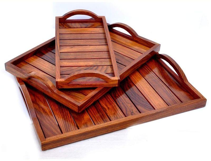 Polished Wooden Trays, For Homes, Hotels, Restaurants, Feature : Shiny Look, Light Weight
