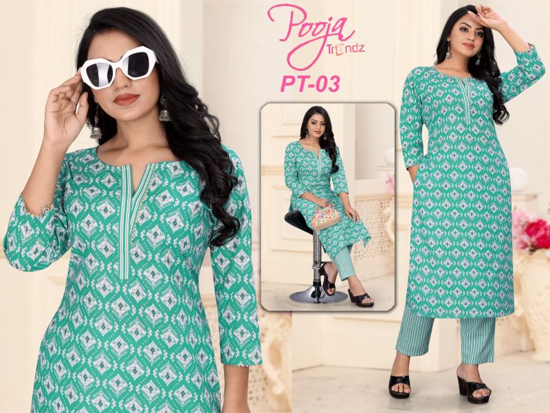 Ladies Rayon Printed Kurti Pant Set, Size : M, XL