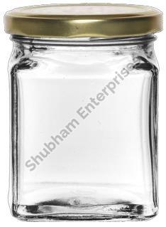 Transparent Square Metal 250 ML Glass Jar, for Food Storage, Cap Type : 63 MM Lug Cap