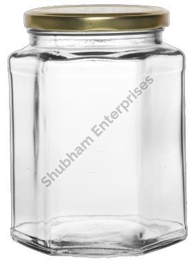 Transparent 750 ML Hexa Glass Jar, for Food Storage, Cap Type : 82 MM Lug Cap