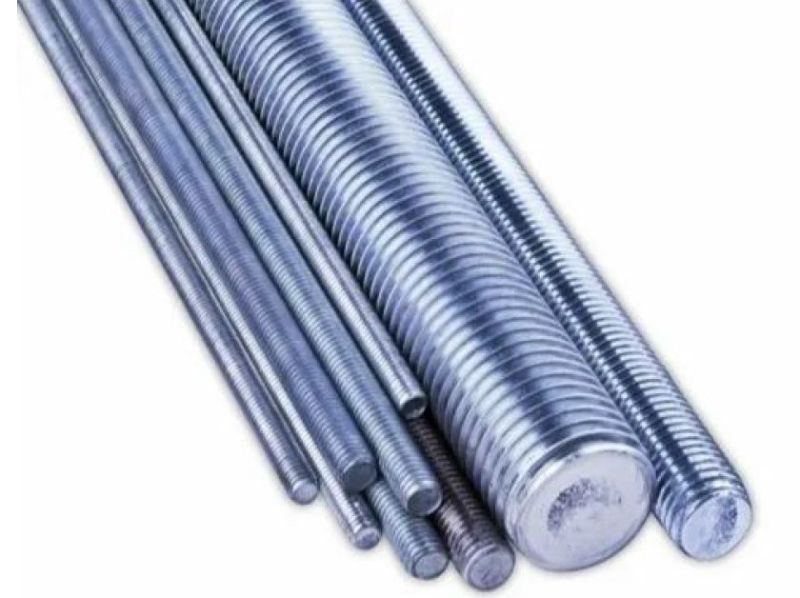 Grey Round Polished Mild Steel Threaded Rods, for Industrial, Length : 2 Meter