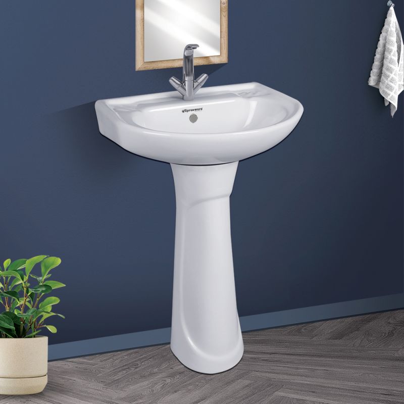 Polished 25 KGS Ceramic Plain pedestal wash basin, for Home, Hotel, Restaurant, Style CLASSIC