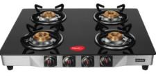 Square Pigeon Glass Top Gas Stove, Model Number : Blackline
