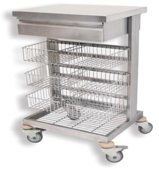 Grey Stainless Steel Critical Care Cart, for Hospital, Size : 60x50x100 cm