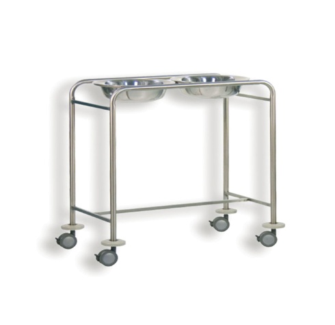Polished Stainless Steel Double Wash Basin Trolley, for Hospital, Color : Metallic