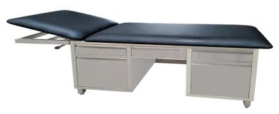 Black Rectangular Stainless Steel Examination Couch with Cabinet, for Hospital