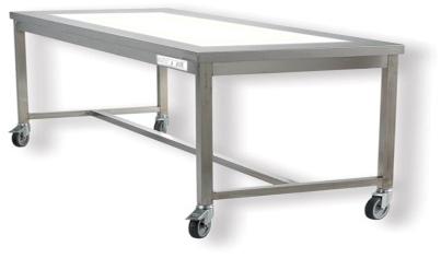 Rectangular Plain Polished Stainless Steel Inspection Table with Light, Color : Grey
