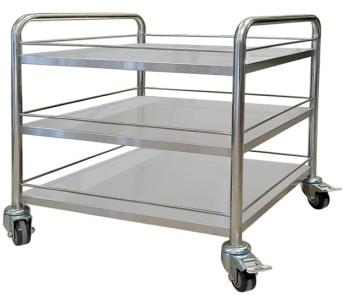 Grey Instrument Trolley with 3 Shelf, for Hospital, Shape : Rectangular