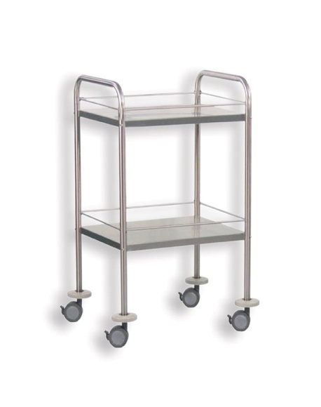 Grey Polished Stainless Steel Instrument Trolley with Rail, for Hospital, Shape : Rectangular