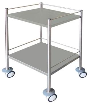 Rectangular Polished Stainless Steel IT-509-10 Instrument Trolley, for Hospital, Color : Grey