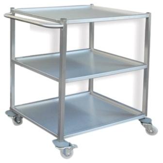 Rectangle Stainless Steel Service Trolley, for Hospitals, Color : Gray