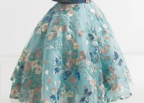 Customized Zari Flower Butta Net Embroidery