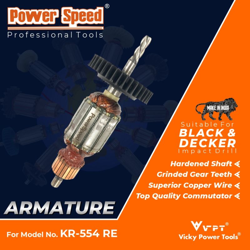 Black &amp;amp; Decker KR-554 RE, Impact Drill Armature By PowerSpeed
