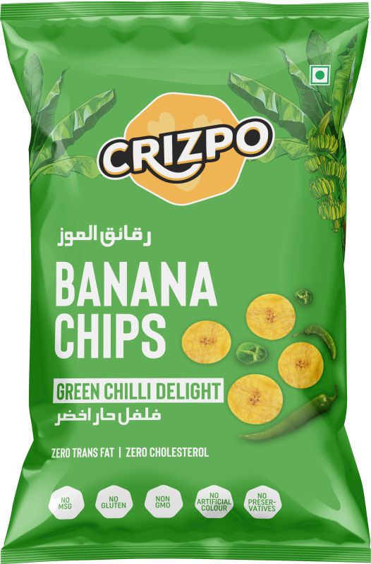 Banana Chips Green Chilli Delight, Packaging Size : 45g