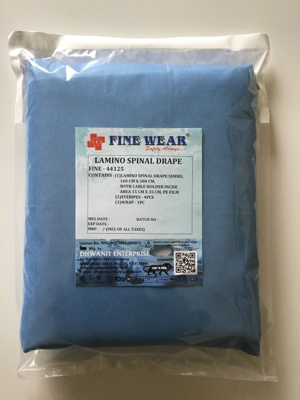 Blue FINE WEAR Plain Non-Woven spine drape, for orthopedic, Packaging Type : Plastic Packets