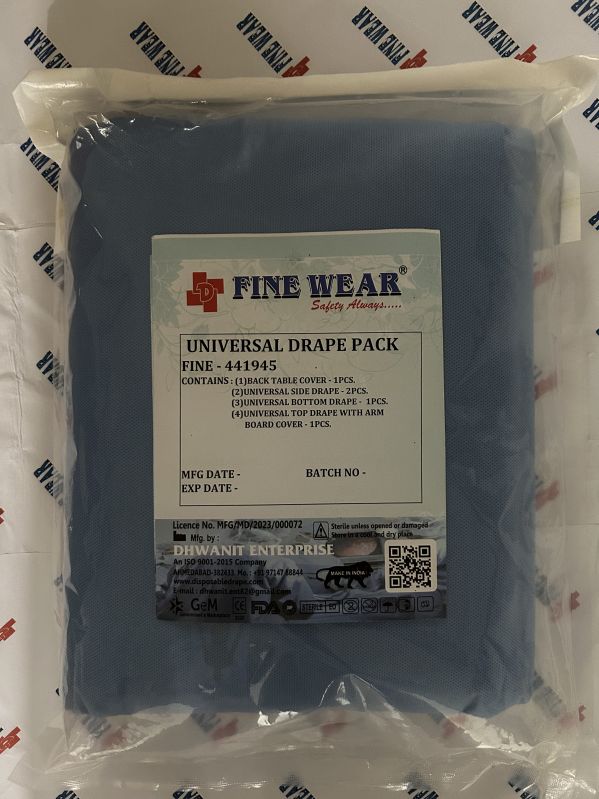 Blue FINE WEAR Plain Non-Woven universal drape kit, Packaging Type : Plastic Packets