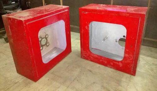 Square Iron Fire Hose Box, For In Bulidings, Color : Red
