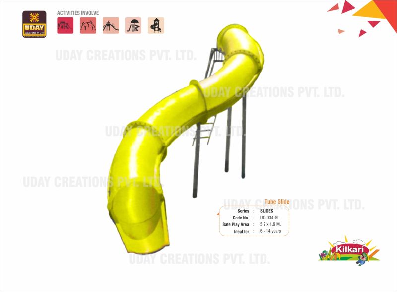 KILKARI Yellow FRP Plain UC-034-SL Tube Slide, for WaterPark, Amusement Park