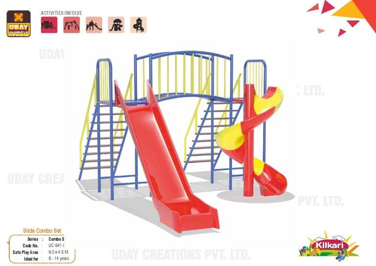 Mulit Colour KILKARI Plain FRP UC-641-CS Combo Slide, for Play Ground, Park, Feature : Durable, Crack Proof