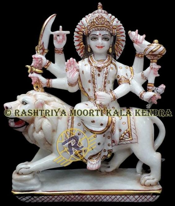 21 Inch Marble Durga Mata Statue, for Worship, Temple, Home, Packaging Type : Thermocol Box, Carton Box