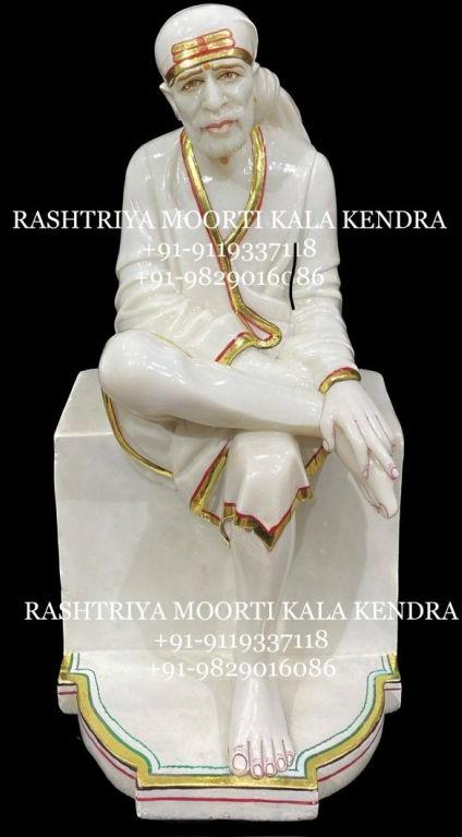 White 36 Inch Marble Sai Baba Statue, for Worship, Temple, Packaging Type : Thermocol Box, Carton Box