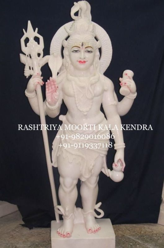 White Carved Polished Marble Shiva Statue, for Worship, Size : 48 Inch