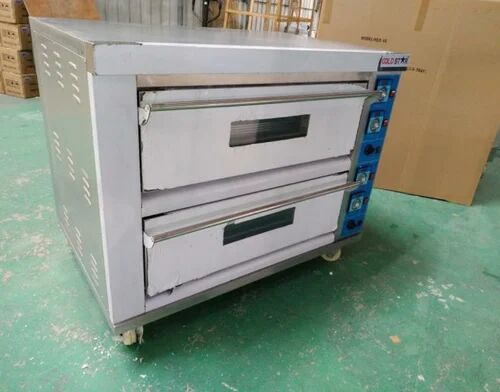 Electric Stainless Steel Double Deck Oven, for Bakery