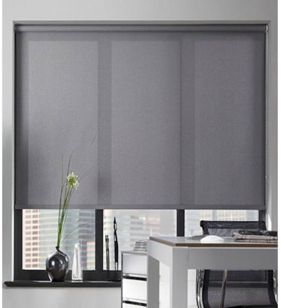 Grey Horizontal Plain Blackout Fabric Roller Blinds, for Balcony, Window, Size : Customize