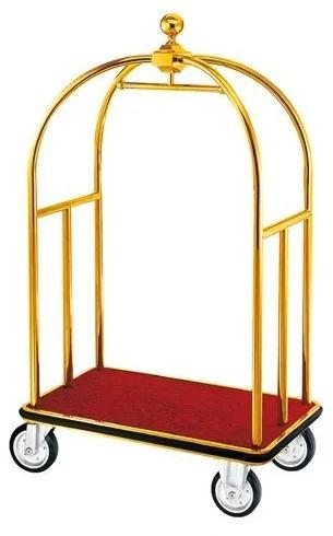 Hotelium Gold Stainless Steel Hotel Luggage Trolley