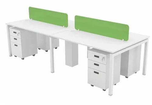 White Polished Glass CRC Frame Office Workstation