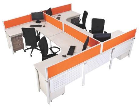 Rectangular Polished FPS-106 Office Workstation, Color : Orange, White