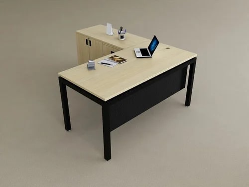 Brown Polished Glass Open Desk Office Workstation, Shape : Rectangular