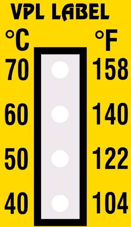 Yellow Four Step Temperature Indicator Label, for Industrial, Specialities : Waterproof, Anti Static