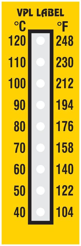 Yellow Nine Step Temperature Indicator Label, for Industrial, Specialities : Waterproof, Anti Static