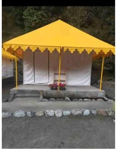 White Yellow Plain PVC Swiss Cottage Tent, Size : 12x12Feet
