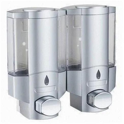 Manual Double Soap Dispenser, for School, Restaurant, Office, Hotel, Home, Shape : Rectangular