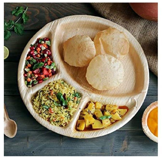 Plastic Plain Round Compartment Plate